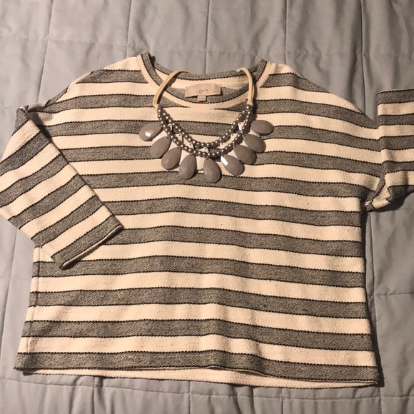 LOFT tweed striped sweatshirt - Picture 2 of 5